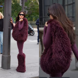 Plush High-Capacity Faux Sheepskin Triangle Shoulder Bag HBRS-5123