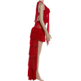 Sexy Tie Up Hollow Out Irregular Mini Dress GYME-K25S88791