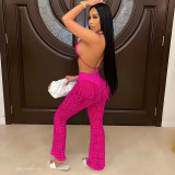 Print Halterneck Bikinis+See Through Pants Suit HNIF-HN023