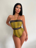 Halterneck Tie Up One Piece Swimsuit DYSC-DY23A567YYB040413