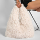 Plush High-Capacity Faux Sheepskin Triangle Shoulder Bag HBRS-5123