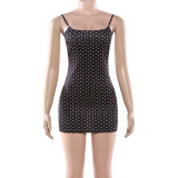 U Neck Backless Polka Dot Print Mini Dress GYME-K25D90457
