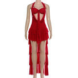 Sexy Tie Up Hollow Out Irregular Mini Dress GYME-K25S88791
