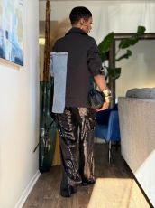 Irregular Patchwork Contrast Color Denim Blazer Coats GYLN-0281