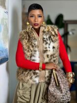 Reversible Thickened Leopard-Print Fur Vest Coat GYLN-4119