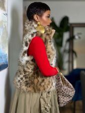 Reversible Thickened Leopard-Print Fur Vest Coat GYLN-4119