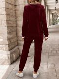 Solid Color Long Sleeve Pants 2 Piece Set ZDF-33517