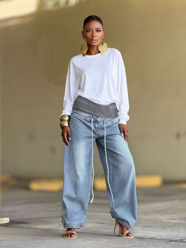 Plus Size Fashion Loose Wide Leg Jeans GYLN-8785
