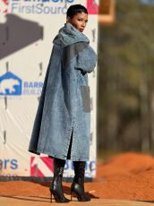 Contrast Color Hooded Split Denim Midi Dress GYLN-0610