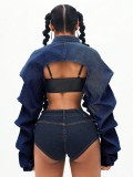 Ultra-short Long Sleeve Denim Jacket GYXN-16007
