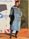 Contrast Color Hooded Split Denim Midi Dress GYLN-0610
