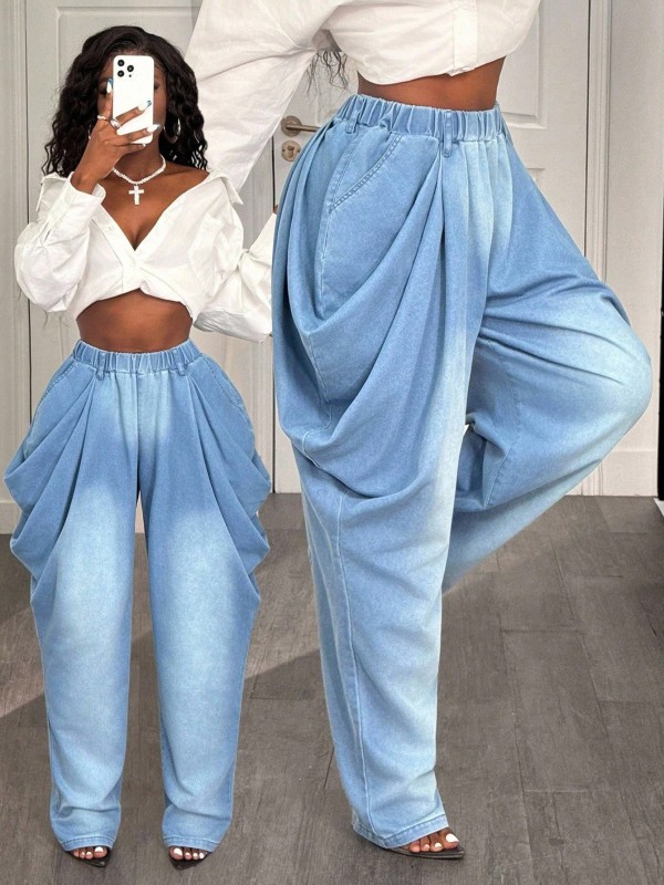 Fashion Washed Loose Wide Leg Jeans GYXN-66229