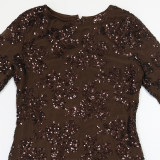 Round Neck Long Sleeve Sexy Sequin Party Dress CYA-902207