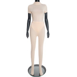 Solid Color Short Sleeve Bodysuits And Pants Suit MXBF-Y25ST546