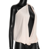 Solid Color Fashion Hollow Out Sleeveless Top GDSF-D25TP587