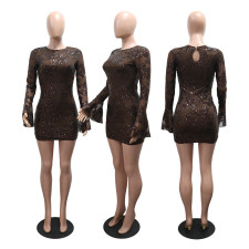 Round Neck Long Sleeve Sexy Sequin Party Dress CYA-902207