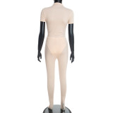 Solid Color Short Sleeve Bodysuits And Pants Suit MXBF-Y25ST546