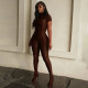 Solid Color Short Sleeve Bodysuits And Pants Suit MXBF-Y25ST546