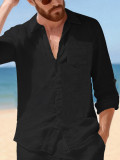 Men's Long Sleeve Solid Color Shirt FLZH-ZT297