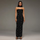 Hot Drill Wrap Chest Slim Maxi Dress BY-7625