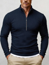 Men's Zipper Stank Collar Long Sleeve Top FLZH-ZT317