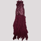 Sequin Mesh Patchwork Sleeveless Maxi Dress NY-3862