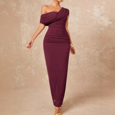 Off Shoulder Solid Color Evening Dress GAXB-W503DS