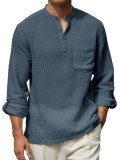 Men's Solid Color Long Sleeve Loose Top FLZH-ZT321