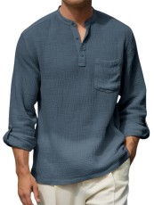 Men's Solid Color Long Sleeve Loose Top FLZH-ZT321