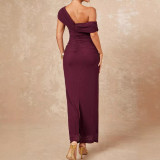 Off Shoulder Solid Color Evening Dress GAXB-W503DS