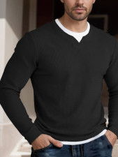 Men's Long Sleeve Faux Two-Piece Double-Layer T Shirt FLZH-ZT299