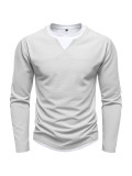 Men's Long Sleeve Faux Two-Piece Double-Layer T Shirt FLZH-ZT299