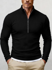 Men's Zipper Stank Collar Long Sleeve Top FLZH-ZT317