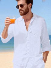 Men's Long Sleeve Solid Color Shirt FLZH-ZT297