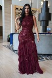 Sequin Mesh Patchwork Sleeveless Maxi Dress NY-3862