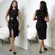 Single Breasted Solid Color Sleeveless Midi Dress BY-7623