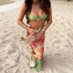 Sexy Wrap Chest Print Sling Maxi Dress XEF-K25D88764