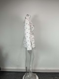 Plus Size Long Sleeve Print Tie Up Coats GHHE-29783