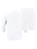 Men's Solid Color Long Sleeve Shirt Five-Tenths Pants Set FLZH-ZT167-ZK117