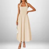 Plus Size Solid Color Halterneck Maxi Dress GHHE-29325