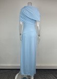 Plus Size Solid Color Ruched Maxi Dress GHHE-29496
