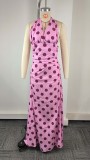 Plus Size V Neck Polka Dot Print Maxi Dress GHHE-29699
