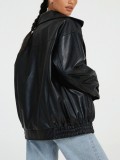 Lapel PU Leather Jacket Coats HHMY-M3566