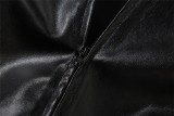 Long-Sleeved Hooded Faux Leather Jacket HHMY-5613