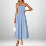 Plus Size Solid Color Halterneck Maxi Dress GHHE-29325