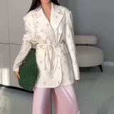 Plus Size Long Sleeve Print Tie Up Coats GHHE-29783