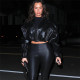 Long-Sleeved Hooded Faux Leather Jacket HHMY-5613