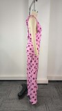 Plus Size V Neck Polka Dot Print Maxi Dress GHHE-29699