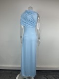 Plus Size Solid Color Ruched Maxi Dress GHHE-29496