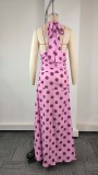 Plus Size V Neck Polka Dot Print Maxi Dress GHHE-29699